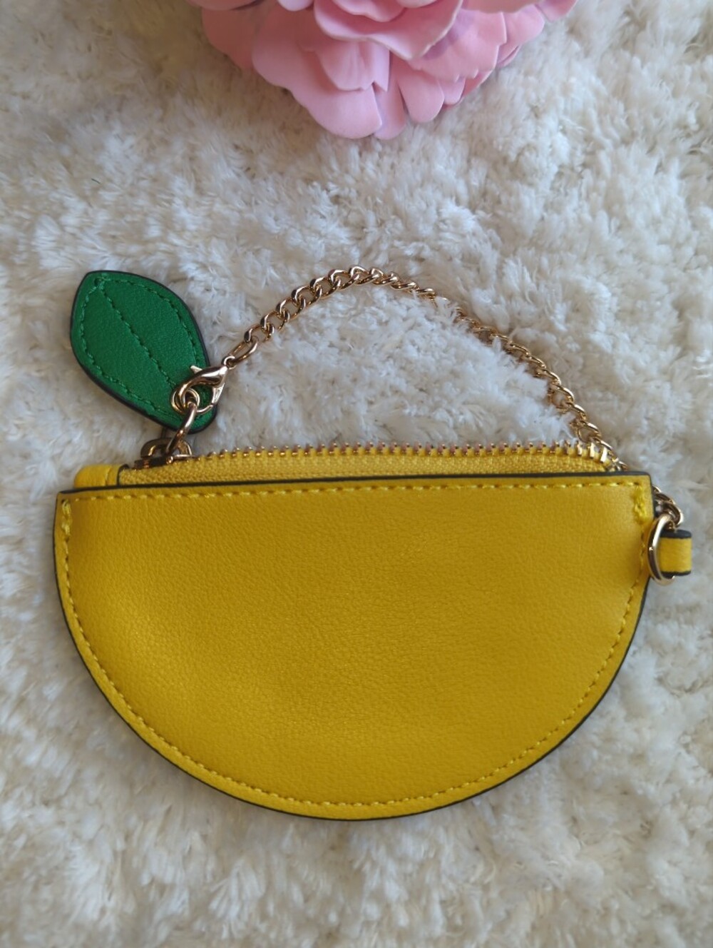 Juicy Couture Lemon Fruit Rare Coin Purse Green Leaf Charm So Cute Collectible - Picture 2 of 3